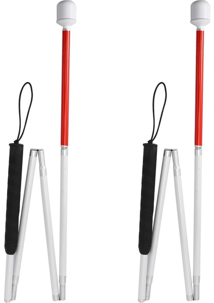 2x Alüminyum Katlanır Baston 4 Saniyelik Kör Baston Için Döner Uçlu Katlanır Baston (Yurt Dışından)
