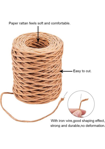 2 Adet 1.0mm Açık Kahverengi Çiçek Bağlama Tel Sarma Sicim El Yapımı Demir Tel Kağıt Rattan (Uzunluk: 210 M) (Yurt Dışından) modelleri