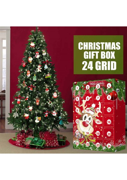 2x Noel Takvimleri Anahtarlık Süsler Dekorasyon 24 Gün Geri Sayım Sürprizi (Yurt Dışından)