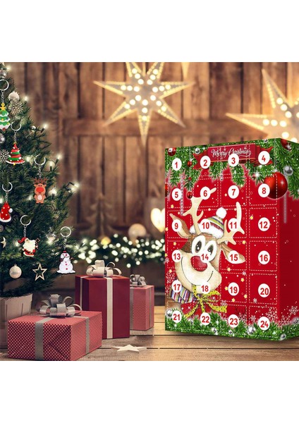 2x Noel Takvimleri Anahtarlık Süsler Dekorasyon 24 Gün Geri Sayım Sürprizi (Yurt Dışından)