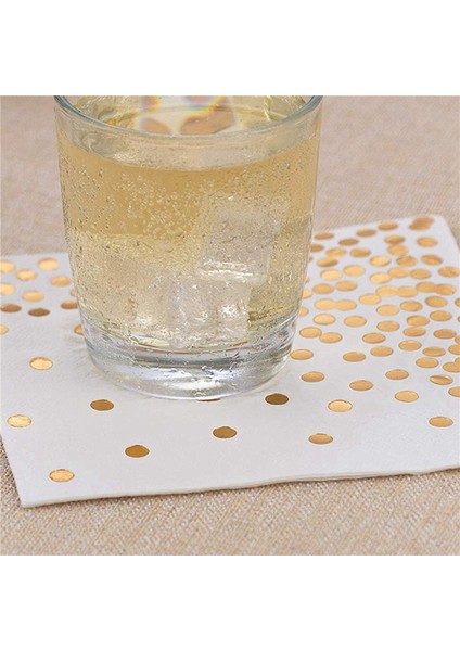 Gold Dot Kokteyl Peçeteleri (200 Paket) Altın Folyo Puantiyeli 3 Katlı Kağıt Peçeteler Doğum Günü Partisi, Bebek Partisi Için Mükemmel (Yurt Dışından)