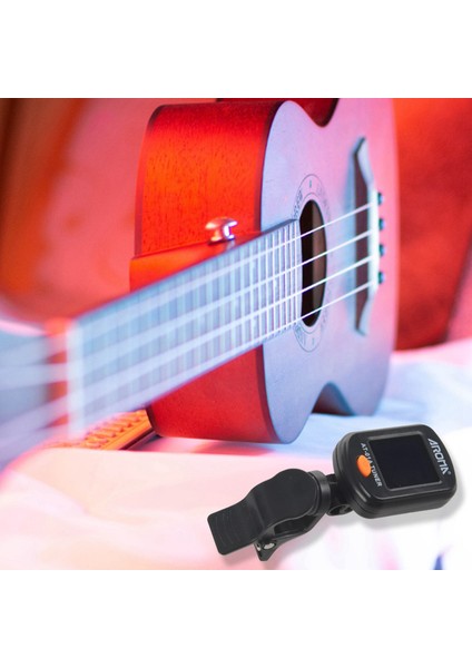 2x AT-01A Gitar Tuner Dönebilen Klipsli Tuner Kromatik Akustik Gitar Bas Ukulele Için LCD Ekran (Yurt Dışından)