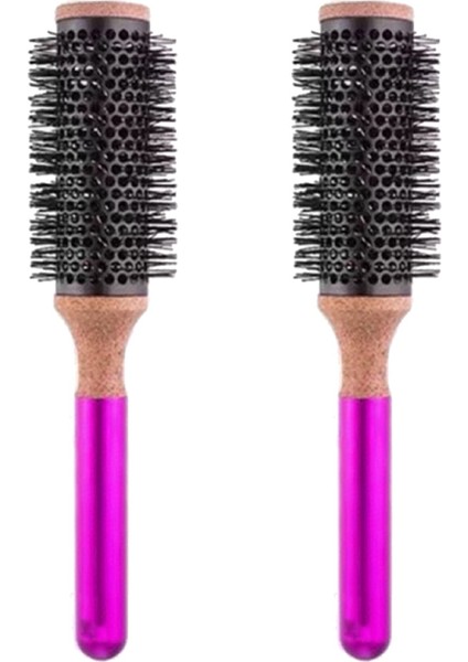 2x Yuvarlak Tarak Saç Şekillendirici Saç Fırçası Tarak Kıvırcık Saç Yuvarlak Namlu Saç Tarak Salon Şekillendirici Aracı Metal Kolu (Yurt Dışından)
