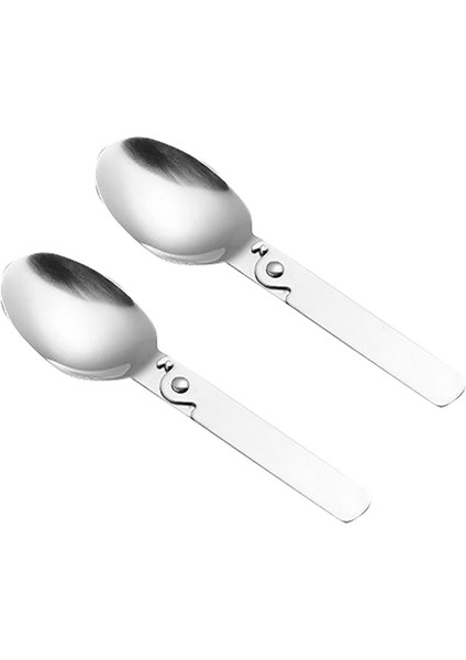 2x Katlanır Küçük Kaşık Katlanır Yemek Kaşığı Taşınabilir Sofra Açık Kamp Sofra Paslanmaz Çelik (Yurt Dışından)