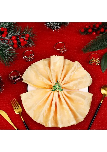 12 Adet Noel Peçete Halkaları Kaplama Metal Noel Peçete Tutucu Halka Noel Peçete Tokaları Masa Süsü Tutucu (Yurt Dışından) fırsatları