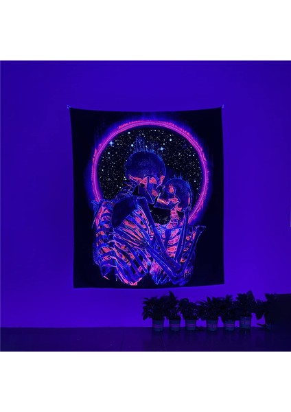 Blacklight Kafatası Goblen, Öpüşen Aşıklar Goblen Uv Reaktif Trippy Psychedelic Neon Halılar Glow 29.5X37.4INCH (Yurt Dışından) fırsatları