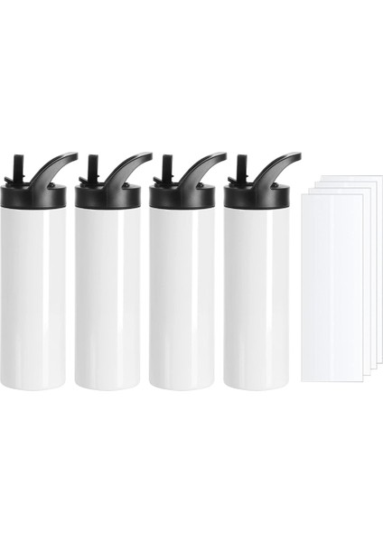 Süblimasyon Bardak Boşlukları Bardaklar Su Şişesi Beyaz 20 Oz Sıska Düz Spor Şişeleri Kupalar 4 Paket (Yurt Dışından)