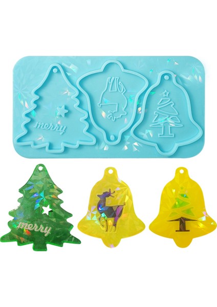 Dıy Kristal Epoksi Reçine Kalıp Holografik Noel Liste Silikon Kalıp Noel Silikon Kalıp Dıy Kolye, B (Yurt Dışından)