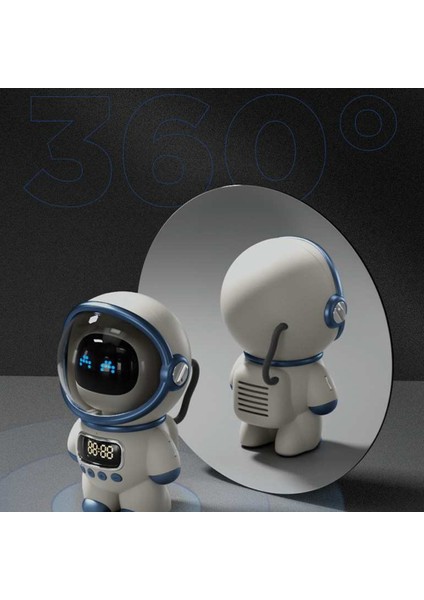 Astronot Akıllı Bluetooth Hoparlör Aı Ses Hifi Ses Masaüstü Çok Fonksiyonlu Ses Yeni Dijital Çalar Saat Fm Radyo, A (Yurt Dışından)