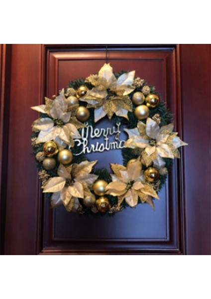 Dekoratif Noel Çelenk Ön Kapı Asılı Noel Çelenk Altın Çelenk Otel Alışveriş Merkezi Ev Dekorasyonu (30 Cm) (Yurt Dışından)