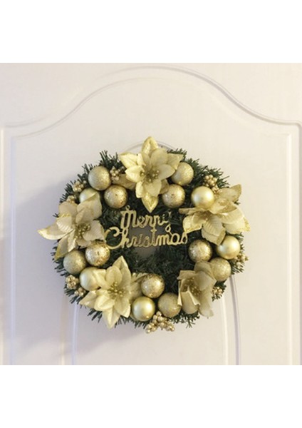Dekoratif Noel Çelenk Ön Kapı Asılı Noel Çelenk Altın Çelenk Otel Alışveriş Merkezi Ev Dekorasyonu (30 Cm) (Yurt Dışından)