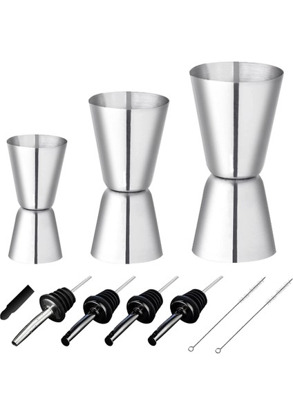 1 Takım Kokteyl Ölçüm Kapları Paslanmaz Çelik Çubuk Ölçüsü 3/4/5cl Küçük Jigger Iç Ölçeklendirme ile Çift Ölçüm Kapları (Yurt Dışından)