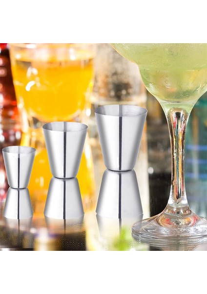 1 Takım Kokteyl Ölçüm Kapları Paslanmaz Çelik Çubuk Ölçüsü 3/4/5cl Küçük Jigger Iç Ölçeklendirme ile Çift Ölçüm Kapları (Yurt Dışından)