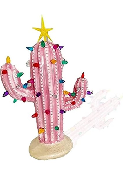 Kaktüs Noel Ağacı, Light Up Noel Kaktüs Vintage Reçine Noel Kaktüs Noel Ev Masaüstü Pembe Için (Yurt Dışından)