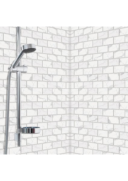 12 Sayfalık Peel ve Çubuk Backsplash Kiremit, Sahte Beyaz Mermer Görünümlü Mutfak Için Backsplash Fayanslarda Pvc Çubuk 12X6INCH Gri (Yurt Dışından)