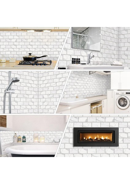 12 Sayfalık Peel ve Çubuk Backsplash Kiremit, Sahte Beyaz Mermer Görünümlü Mutfak Için Backsplash Fayanslarda Pvc Çubuk 12X6INCH Gri (Yurt Dışından)