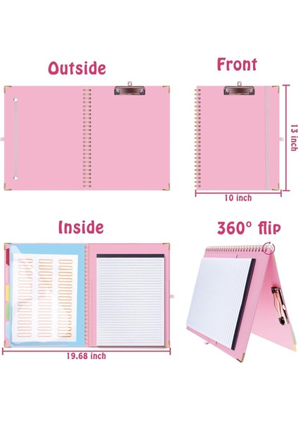 Pano, 5'li 10 Cepli Bölme, Elastik Kalemlik ve Klasör Etiketleri, Spiral Hemşire Panosu Sanat Panosu Pembe (Yurt Dışından) fiyatları