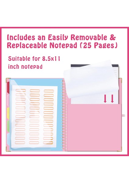 Pano, 5'li 10 Cepli Bölme, Elastik Kalemlik ve Klasör Etiketleri, Spiral Hemşire Panosu Sanat Panosu Pembe (Yurt Dışından) modelleri