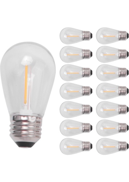 15 Paket 3V LED S14 Yedek Ampuller Kırılmaz Dış Mekan Güneş Dize Ampuller Sıcak Beyaz (Yurt Dışından)