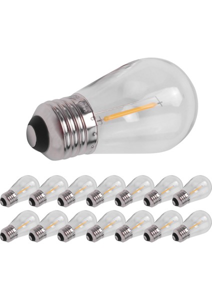 15 Paket 3V LED S14 Yedek Ampuller Kırılmaz Dış Mekan Güneş Dize Ampuller Sıcak Beyaz (Yurt Dışından)