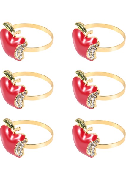 Peçete Halkaları 6'lı Set, Düğün Için Kırmızı Peçete Yüzüğü, Ziyafet, Noel Peçetesi, Doğum Günü (Yurt Dışından) fiyatları