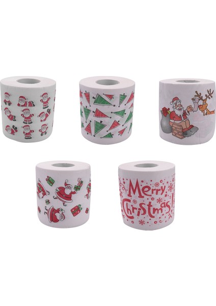 5 Stil Noel Baba Kağıt Rulo Doku Kağıt Havlular Noel Noel Noel Baba Ofis Odası Tuvalet Kağıdı 5 Rulo (Yurt Dışından)
