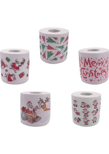 5 Stil Noel Baba Kağıt Rulo Doku Kağıt Havlular Noel Noel Noel Baba Ofis Odası Tuvalet Kağıdı 5 Rulo (Yurt Dışından)