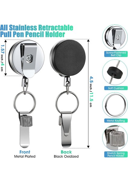 4 Adet Geri Çekilebilir Çekme Kalem Kalemlik Geri Çekilebilir Kalemlik Evrensel Kalem Kordon Geri Çekilebilir Kemer Klipsi ile (Yurt Dışından) fırsatları