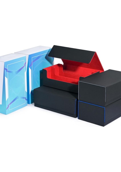 Ticaret Kartları Için Kart Saklama Kutusu, Manyetik Kapatma Kart Sahibinin Üstten Yüklemeli Güverte Kasası Oyun Kartları Kutusu Siyah + Mavi (Yurt Dışından) fiyatları