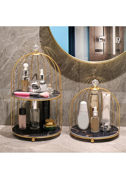 Metal Kuş Kafesi Makyaj Kozmetik Organizatör Depolama Rafı Banyo Cilt Bakımı Kozmetik Masa Raf, Siyah 23 cm (Yurt Dışından) fırsatları