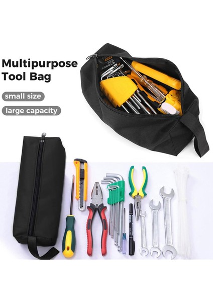 3 Paket Küçük Alet Çantası Çok Alet Çantası Çanta Düz Tabanlı Fermuarlı Çanta Su Geçirmez Oxford Kanvas Alet Çantası (Yurt Dışından) fırsatları