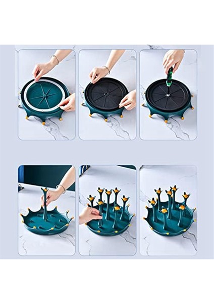 Şarap Bardağı Tutucu Standı Masa Üstü Kadeh Tutucu Steamware Şarap Bardakları Asılı Kurutma Rafı Drenaj Rafı Ev Koyu Yeşil (Yurt Dışından)