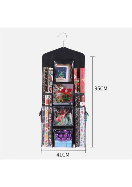 Asılı Çift Taraflı Hediye Paketi Organizatör Ambalaj Kağıdı Saklama Çantası Çoklu Ön ve Arka Cepli Çantaları Organize Edin B (Yurt Dışından) modelleri