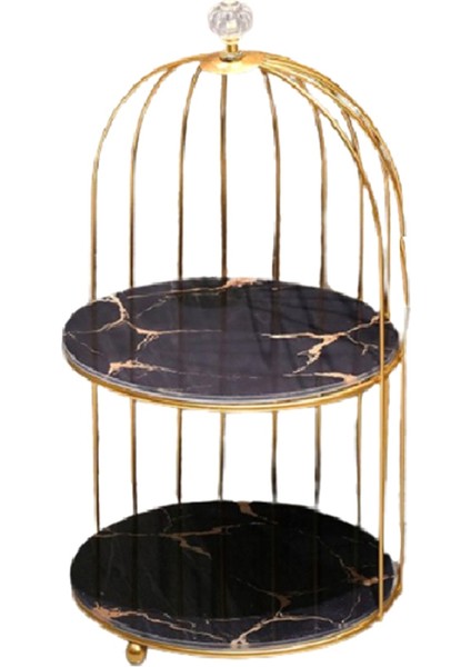 Metal Kuş Kafesi Makyaj Kozmetik Organizatör Depolama Rafı Banyo Cilt Bakımı Kozmetik Masa Raf, Siyah 36 cm (Yurt Dışından)