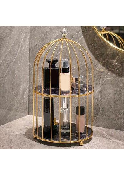 Metal Kuş Kafesi Makyaj Kozmetik Organizatör Depolama Rafı Banyo Cilt Bakımı Kozmetik Masa Raf, Siyah 36 cm (Yurt Dışından) fırsatları