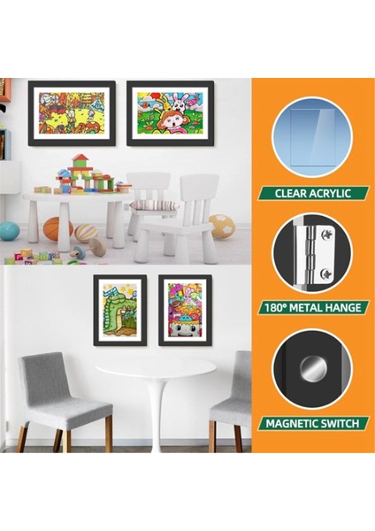 Çocuk Sanat Çerçeveleri, Önden Açılan Resim Sergileme Çerçeveleri 50 Kağıt Adeti Tutar, A4 Için Sanat Eseri Sergileme Depolama Çerçeveleri, Siyah (Yurt Dışından) modelleri