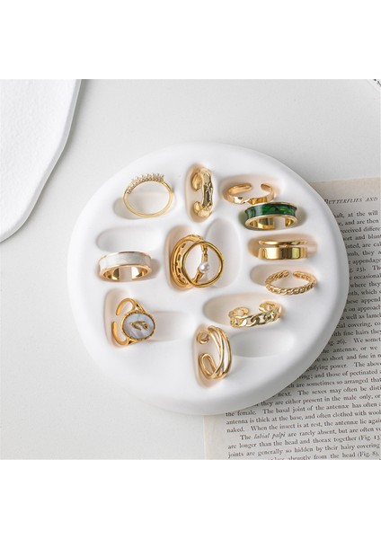 Mini Halka Tutucu Tepsi Çok Yuvaları Dekor Yüzükler Ekran Standı Yatak Odası Oturma Odası Takı Saklama Tepsisi Kız Doğum Günü Hediyesi (Yurt Dışından) fırsatları