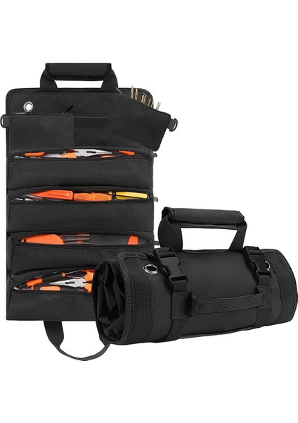 Çok Fonksiyonlu Taşınabilir Oxford Kumaş Ev Araba Aracı Depolama Rulo Çanta Donanım Kiti Elektrikçi Alet Çantası Siyah (Yurt Dışından) fiyatları