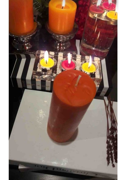 Iv Candles Homedecor 2'li Turuncu Beyaz Baton Mum