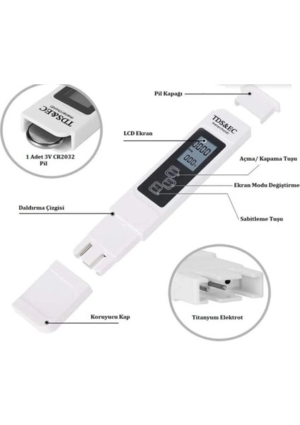 Topraksız Market Tds&ec Metre Su Kalite Iletkenlik Ölçme Termometre Su Test Cihazı Topraksız Tarım