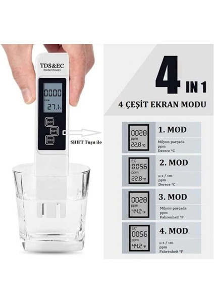 Topraksız Market Tds&ec Metre Su Kalite Iletkenlik Ölçme Termometre Su Test Cihazı Topraksız Tarım