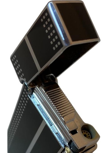 Siyah Gümüş Desenli Tek Torch Pürmüz Puro Çakmağı
