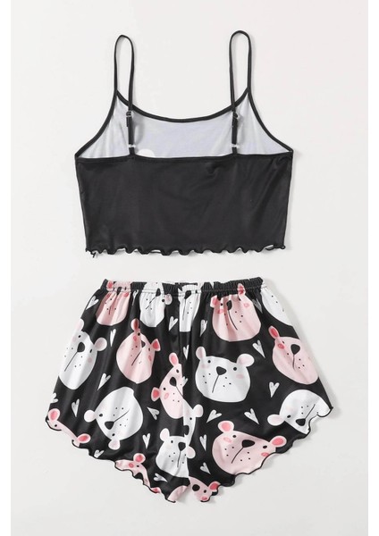 Uyuyan Ayıcık Basklı Ultrasoft Askılı Sortlu Pijama Takımı fiyatları