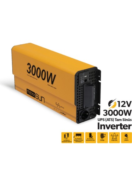 12V VOLT-3000W Watt Ups Tam Sınüs Inverter ( Ekranlı )