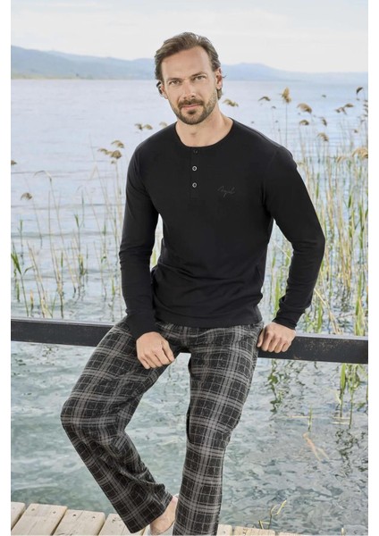 Erkek Modal Uzun Kollu Pijama Takımı 3431 - 1 Adet