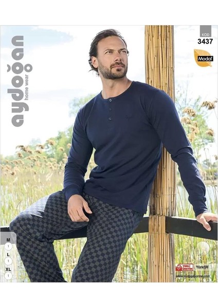 Erkek Modal Uzun Kollu Pijama Takımı 3437 - 1 Adet