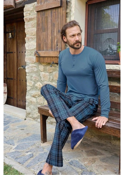 Erkek Modal Uzun Kollu Pijama Takımı 3487 - 1 Adet