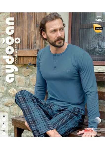 Erkek Modal Uzun Kollu Pijama Takımı 3487 - 1 Adet