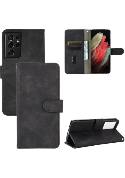 Kart Tutucu Flip ile Samsung Galaxy S21 Ultra Koruyucu Kapak Için Kılıf (Yurt Dışından)