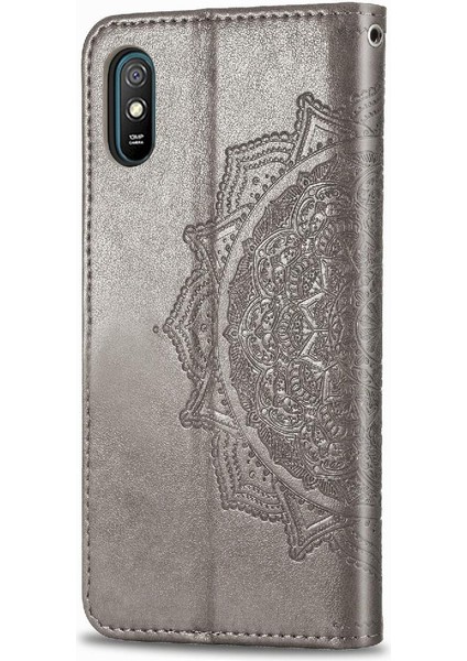 YH Mall Redmi 9A Darbeye Deri Kılıf Zarif Desen Basit Flip Case (Yurt Dışından)